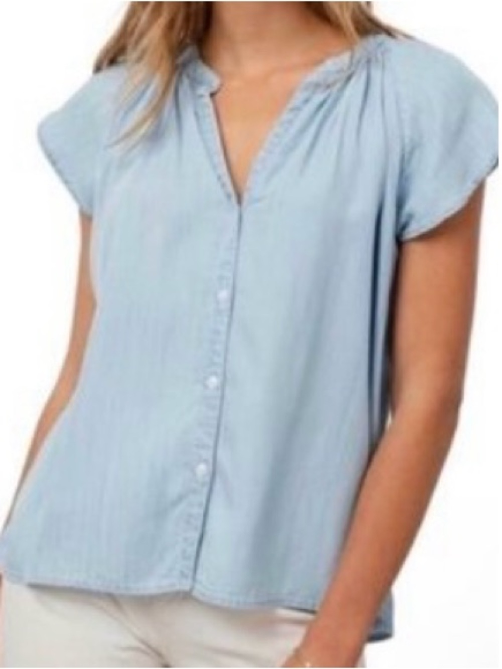 Rails ALENA Light VINTAGE Blue Cap Sleeve Button-Down Blouse. Size XS